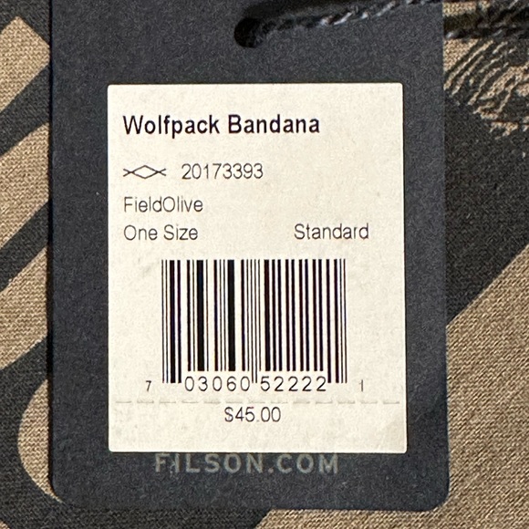 C.C. Filson Wolfpack Bandana, Field Olive NEW - Picture 3 of 4